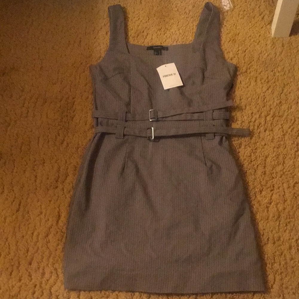 Forever 21 grey pin stripe belted dress brand new with tags medium